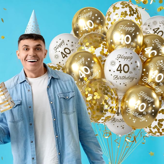 White Gold 21th Birthday Balloons Pack of 15 Men Women Happy 21th Birthday - Image 5