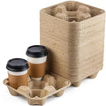 FMP Brands 4 Cup Disposable Drink Carrier Trays, 45 Pack Compostable Pulp Fiber by FMPBrands