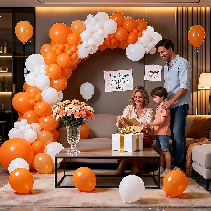 Orange Balloons, 100 Pack 12 Inch Orange and White Extra Thick Latex Party - Image 5