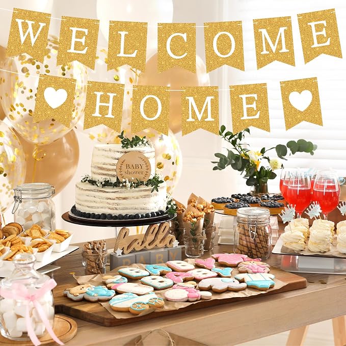Yeaqee Welcome Home Banner Welcome Back Home Decorations 2 Hearts Sign - Image 6