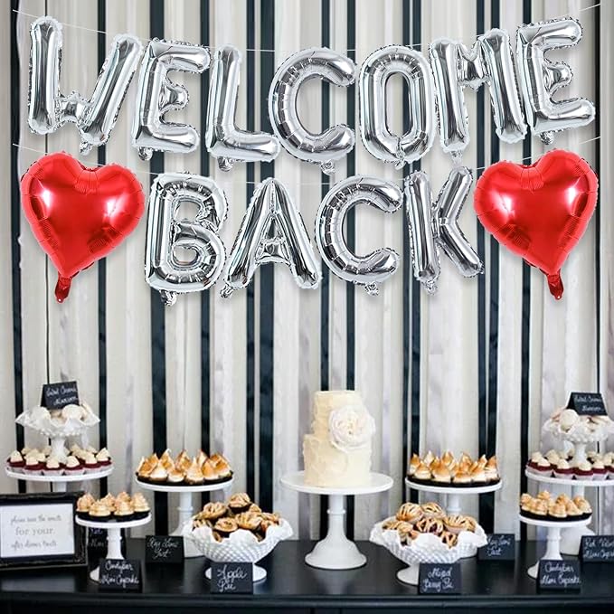 TONIFUL 16 Inch Silver WELCOME BACK Foil Letter Balloons Banner Decoration | - Image 4