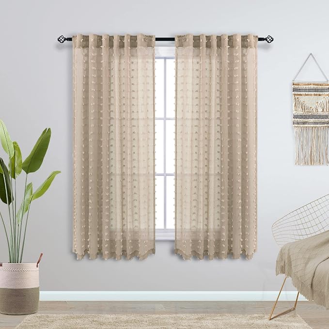 KOUFALL Taupe Small Window Curtain - Image 2