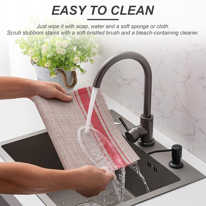 Placemats Set of 6 Washable Indoor | Outdoor Vinyl Place Mats - Image 4
