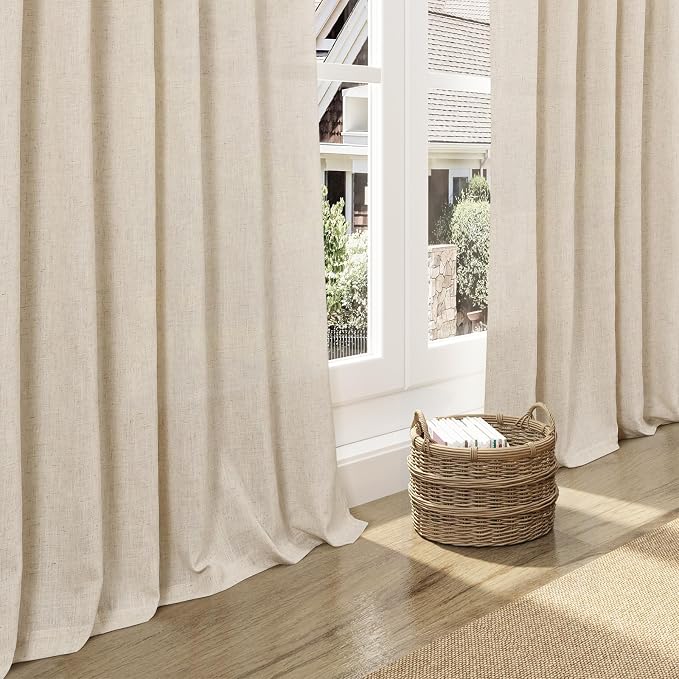 108 Inch Long Curtains for Living Room Cream Beige Linen Modern Farmhouse Decor - Image 5