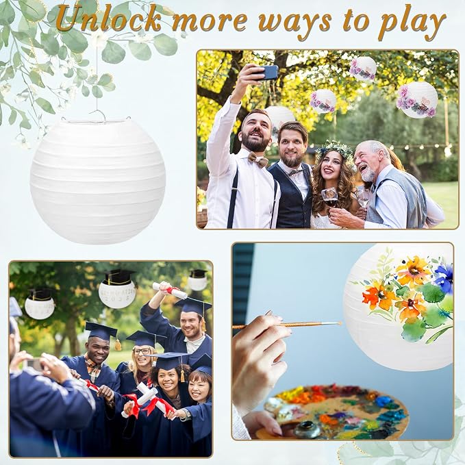 24 Packs White Paper Lanterns 6 Inch Chinese Japanese Hanging Paper Lanterns - Image 4