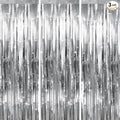 jijAcraft Metallic Silver Tinsel Foil Fringe Curtain, 3 Pack 3.2x6.5 Feet Party by jijAcraft