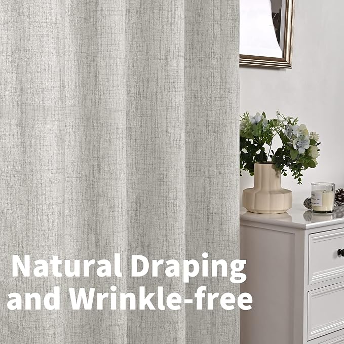 YoungsTex Light Grey Linen Curtains 40 Inch Length, Light Filtering Short Drapes - Image 7