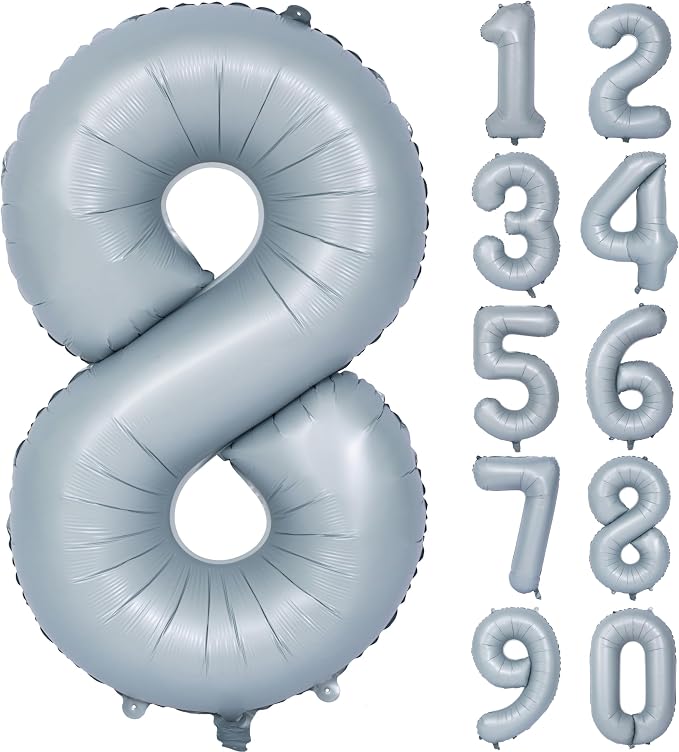 40 In Matte Gray Number 8 Balloons Helium Foil Mylar Balloon Digit 8 | by Exquisitehighqualitypartydecorationstomeetyoureveryneed%EF%BC%81