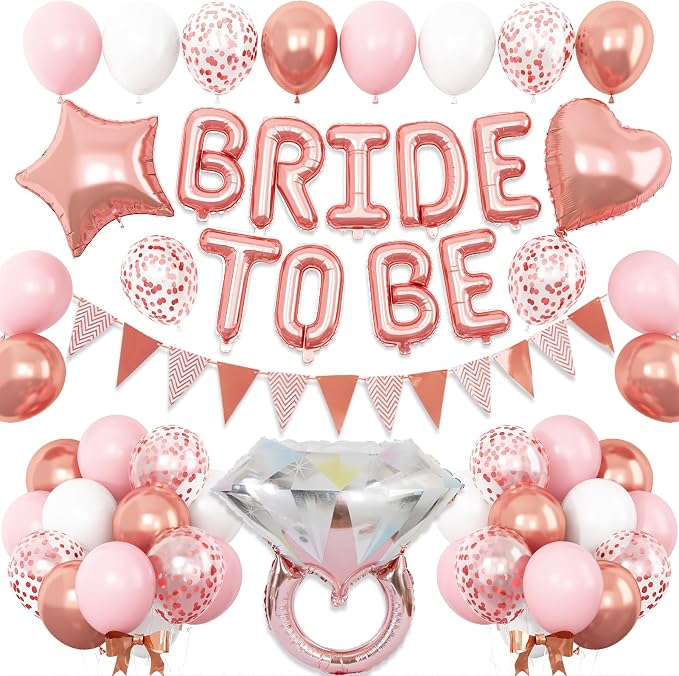 Rose Gold Bachelorette Party Decorations, Bride To Be Bridal Shower Balloons by Dagelar
