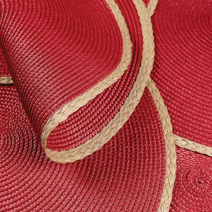 Round Placemats Set of 8, Woven Table Mats, Thin Edge, 15 Inch Diameter - Image 3