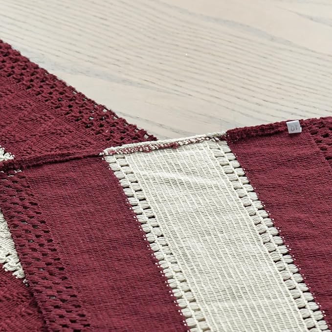 Artoid Mode Red Farmhouse Woven Table Runner 12x108 Inch | Holiday Rustic - Image 5