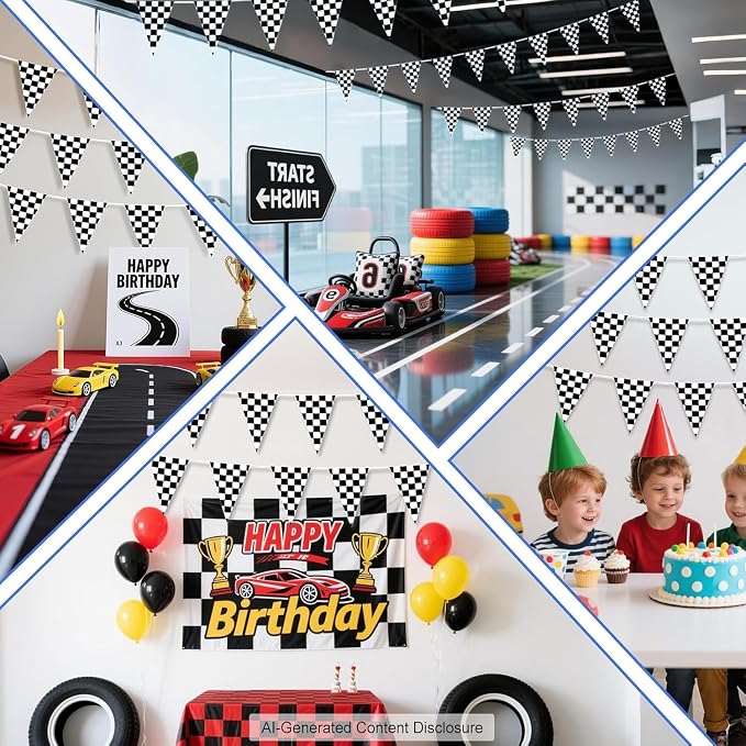 Piokio 10 Meters Black and White Checkered Flag Banner - Image 6