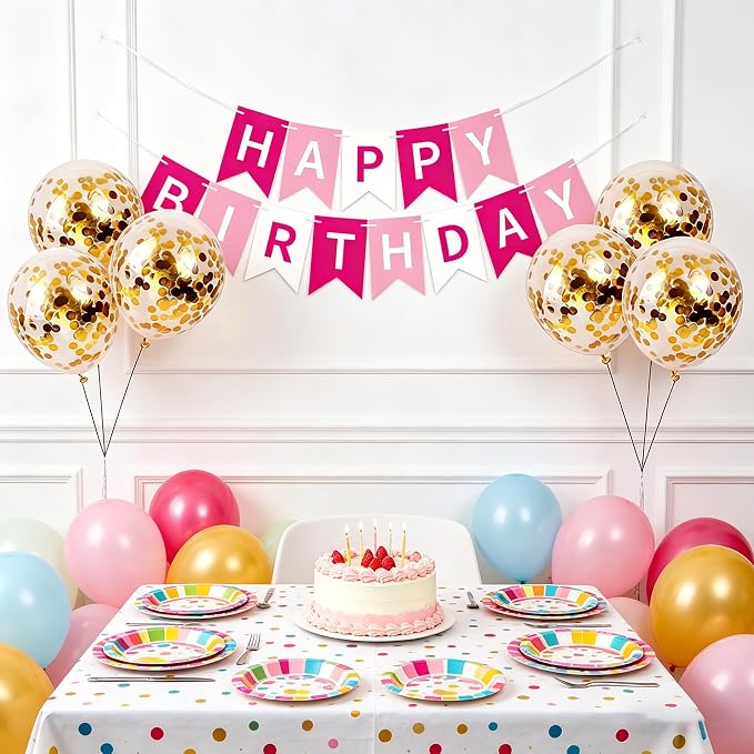 Happy Birthday Banner Sign Bunting Hanging Decorations - Image 2