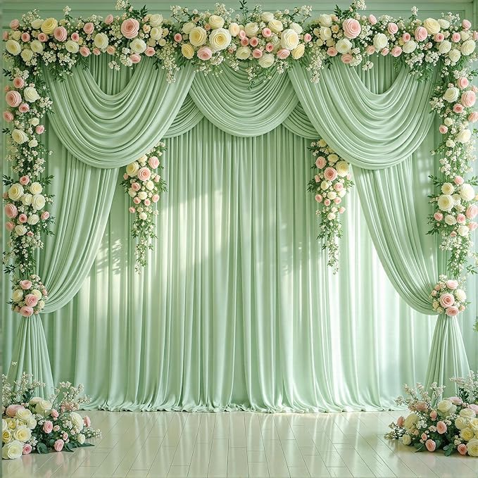 10x12 Sage Green Backdrop Curtains - Image 9