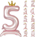 Pink Crown Number 5 Balloon Standing Pink Princess digital 5 Foil Balloon | by YOIOZAIZAI