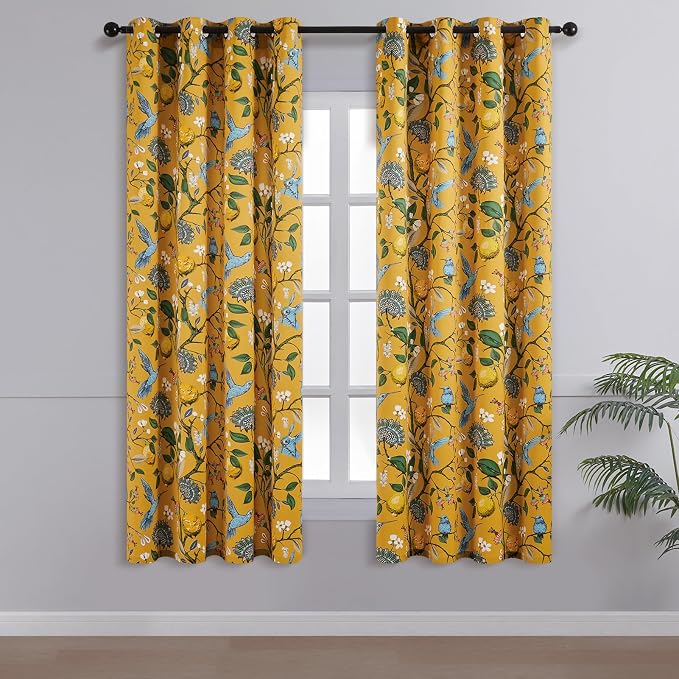 Topfinel 48 Inches Long Short Mustard Yellow Blackout Curtains - Image 2