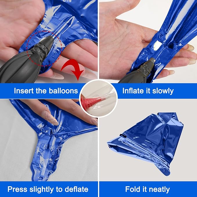12Pcs Navy Blue Round Foil Balloons, Metallic Blue Foil Balloon - Image 8