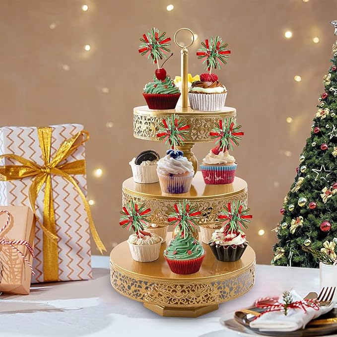 Gyufise 20Pcs Foil Firework Cupcake Toppers Happy Birthday Cake Toppers Tinsel - Image 5