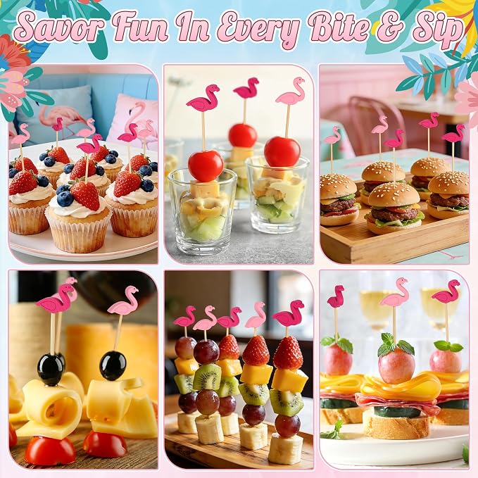 100PCS Pink Flamingo Cocktail Picks, Decorative Toothpicks - Image 7