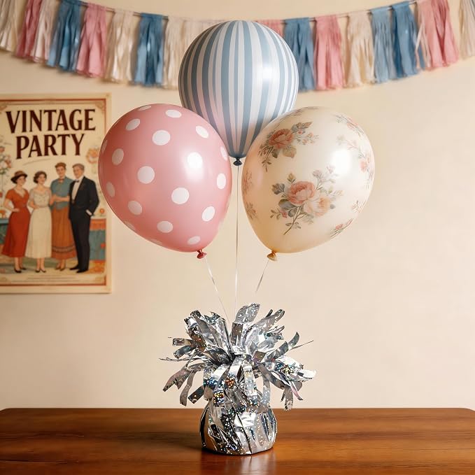 Glitter Silver Balloon Weights, 6 Pack | Glitter silver PET film; helium - Image 3