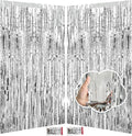 JINSUI Silver Tinsel Backdrop 3.3x8.2ft, 2 Pack Foil Fringe Curtains Decor by JINSUI