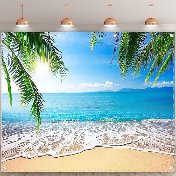 10x8ft Summer Beach Photography Backdrop Hawaii Tropical Banner | Ocean Seaside - Image 2