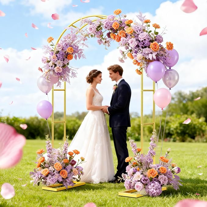 6.6FT Wedding Arch Backdrop Stand Metal Frame Gold Pergola Arbor - Image 3