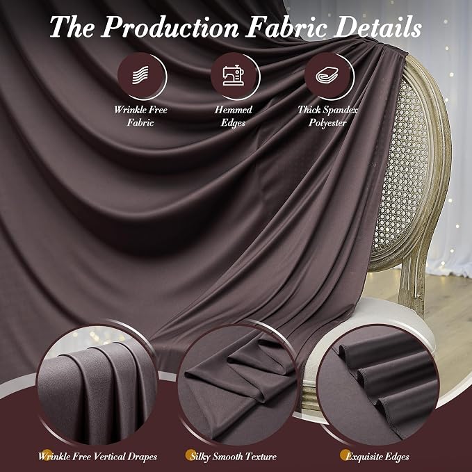 40 ft x 10 ft Wrinkle Free Brown Backdrop Curtain - Image 4