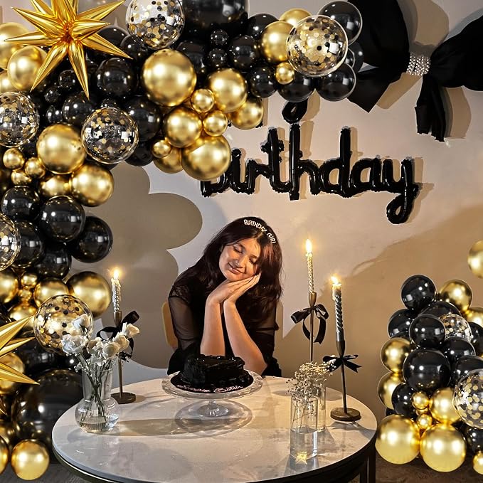 Black and Gold Balloon Arch Kit - Image 3