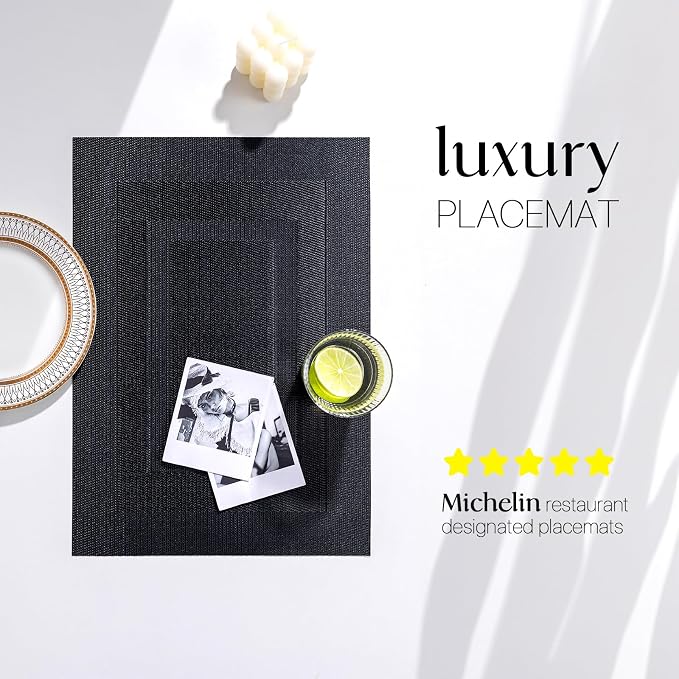 LEXMORE Placemats Set of 8 Vinyl/Plastic Woven Place Mats - Image 2