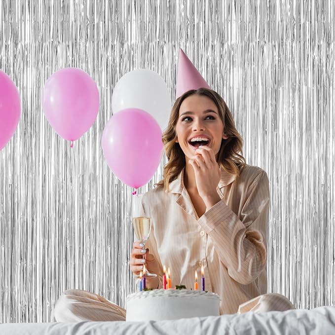 4 Pack Party Decorations, Metallic Silver Backdrop, Photo Booth Props Silver - Image 6