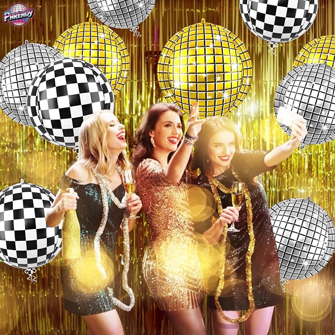 6pcs 22 Inch Gold Disco Ball Balloons - Image 6