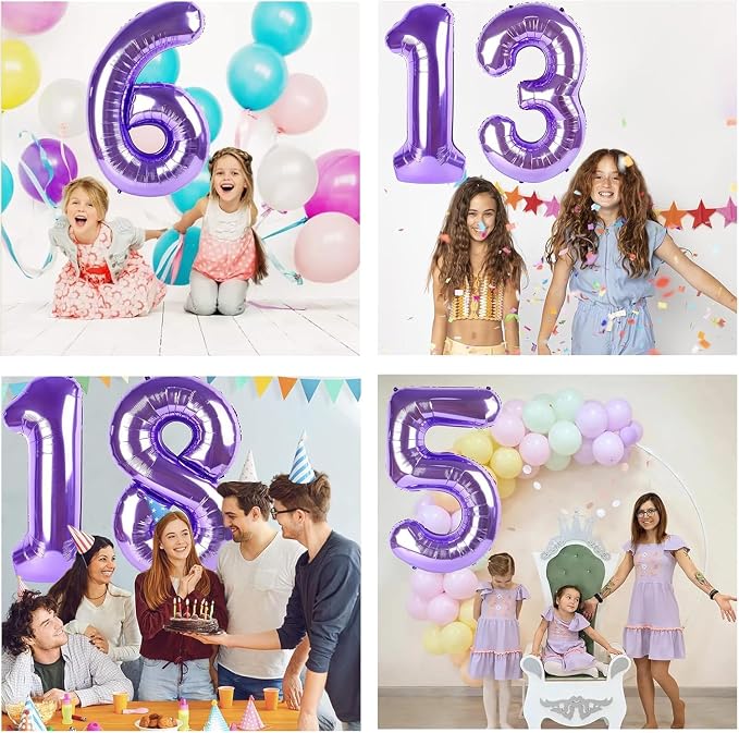Purple Number Balloons, 40 Inch Purple Balloon 2.2 Helium Balloon 2th Birthday - Image 5