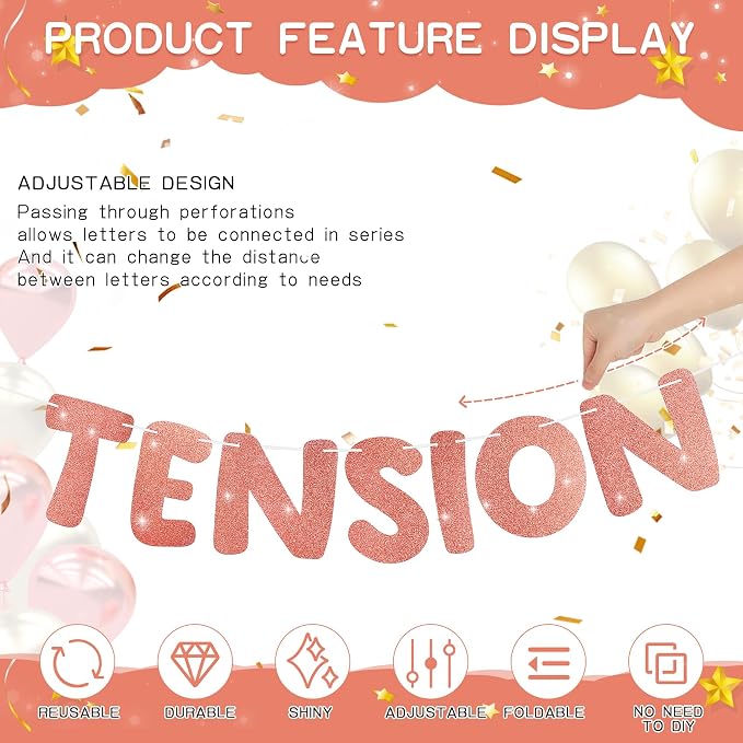 Retirement Banner Pre-Strung GOODBYE TENSION HELLO PENSION Banner Glitter - Image 3