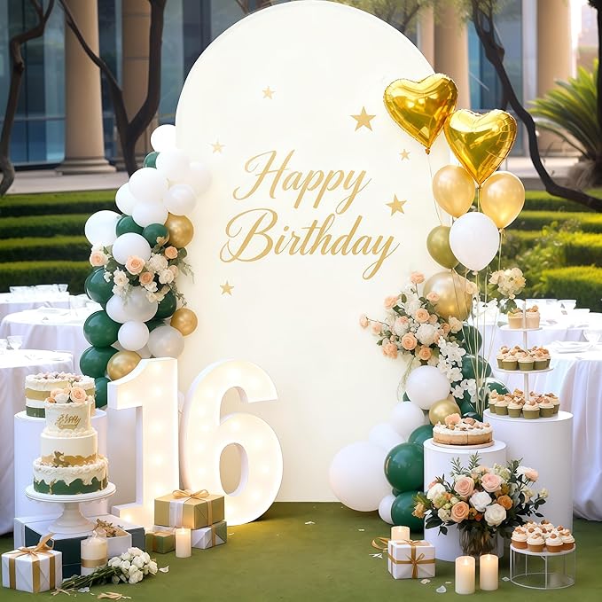 6FT Ivory Arch Cover - Polyester Fitted Wedding Arch Stand Covers Round Top Chiara Arch Backdrop Cover for Birthday Party Banquet Photo Background Decoration