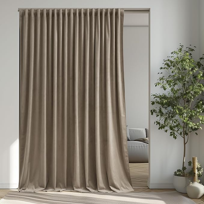 Camel Beige Room Divider Curtains Super Soft Velvet Room Darkening Privacy by StangH