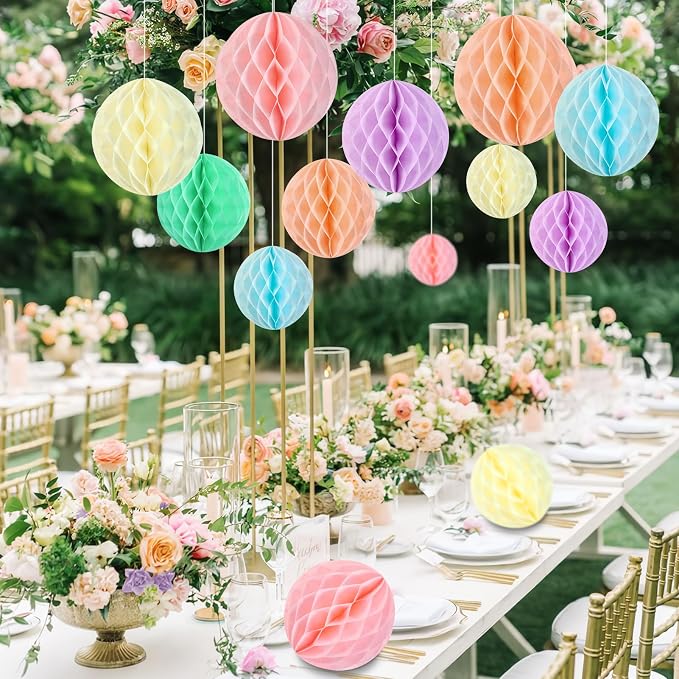 Hanging Honeycomb Decorations, Pastel Party Decorations, Macaron Birthday - Image 7