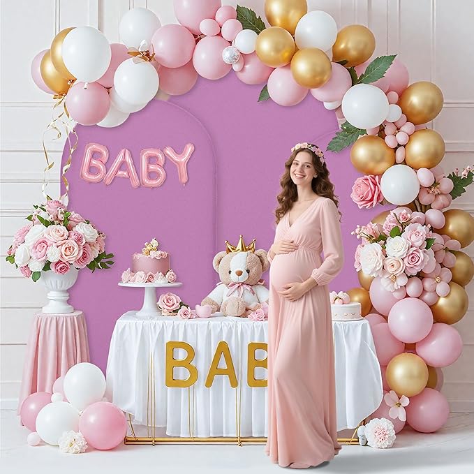 Wedding Arch Covers Arch Backdrop Cover Arch Stand Covers 7.2FT 6.6FT 6FT Set of 3 Arch Cover Spandex Fabric Stretchy Backdrop for Wedding Birthday Party Decoration Baby Shower (Lilac)