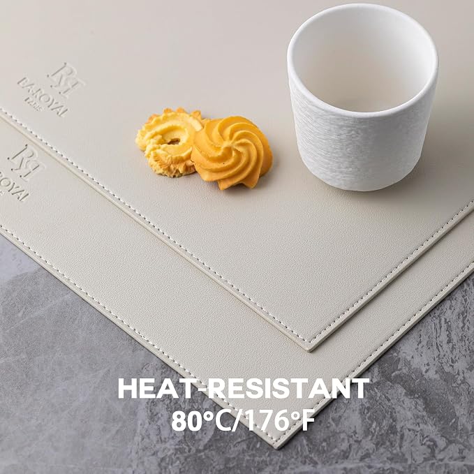 Baroyal Faux Leather Placemats Set of 6 Vinyl Washable Wipeable Table Mats - Image 5