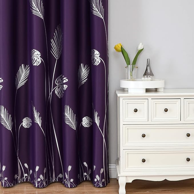 Purple Blackout Curtains for Living Room 90 Inch Length 2 Panels Set, Energy - Image 2