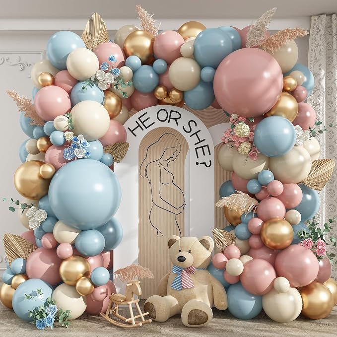 Gender Reveal Balloon Arch Kit, Metallic Gold Sand White Balloons by Togvu
