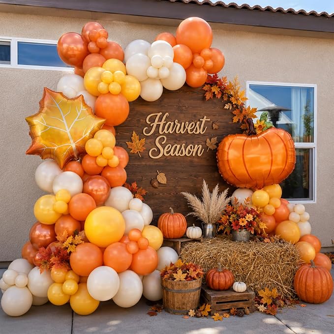 Fall Balloons 12Inch Burnt Orange Mustard Yellow Beige Thanksgiving Balloon | - Image 4