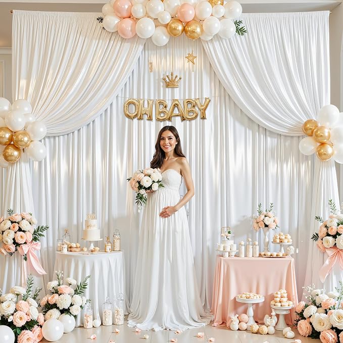 10x10ft White Glitter Backdrop Curtain - Image 6