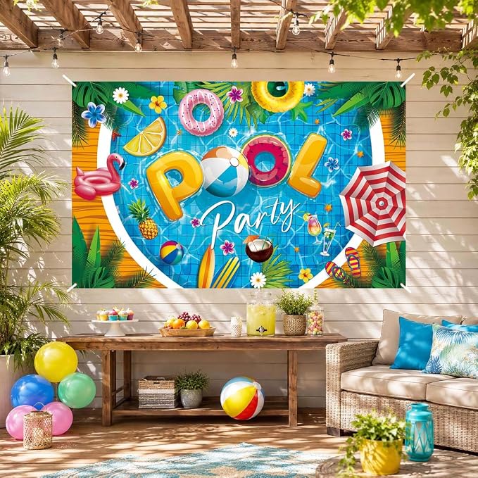 Pool Party Banner Pool Party Decorations Large 71 * 43 Inch Summer Party - Image 5