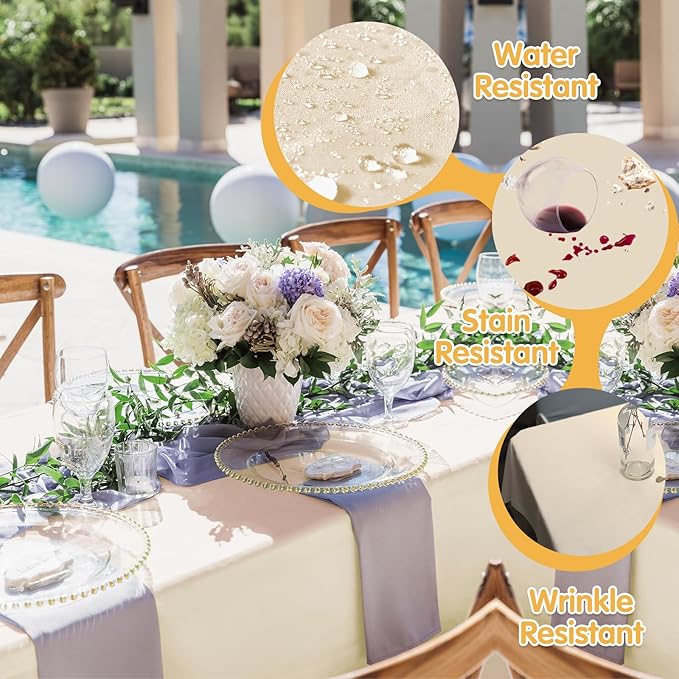 BRILLMAX 6 Pack Beige Tablecloths 70 x 120 Inch for 6ft or 8ft Rectangle Tables - Rectangular Bulk Linen Polyester Fabric Washable Cloth Cover for Wedding Reception Banquet Birthday Party