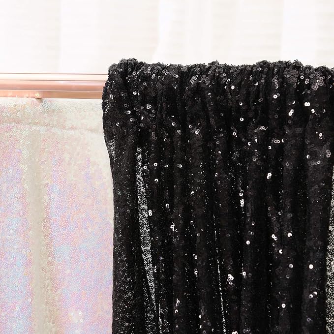 Poise3EHome 6FT x 6FT Black Sequin Photography Backdrop Curtain - Image 2