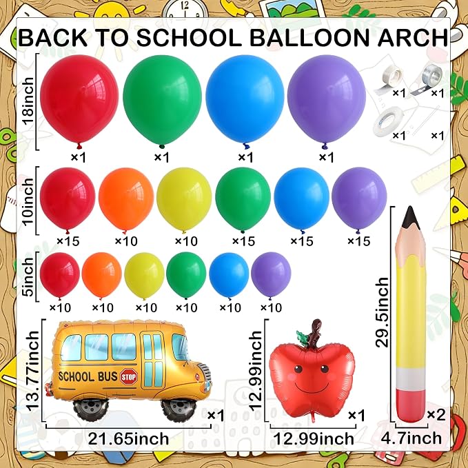 Back to School Decorations, First Day of School Balloon Arch Garland Kit | - Image 2