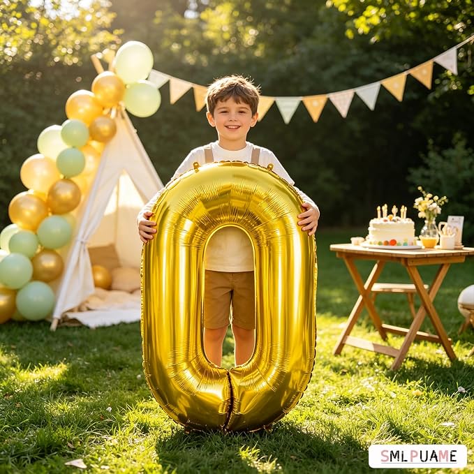 40 inch Number Balloon 0-9 Gold Large Number 0 Balloons, Digital Balloons - Image 2