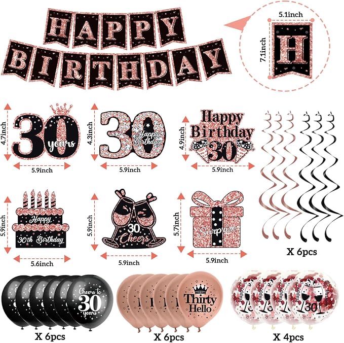 51Pcs 30th Birthday Decorations - Image 6