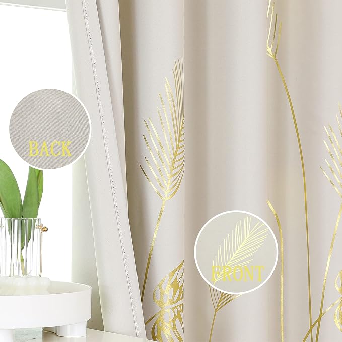 Cream Beige Room Darkening Curtains Window Curtains 102 Inches Long, Thermal - Image 3